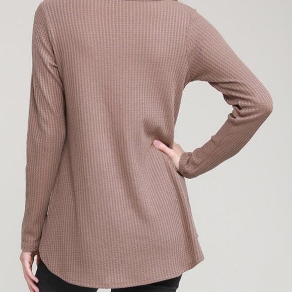 Mocha Pointed-Hem Choker-Cutout Tunic - Picture 5 of 5